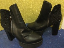 STIVALETTI NERI IN ECOPELLE E NABUK CON STRASS N 39 ☘️???‍♀️??‍♀️