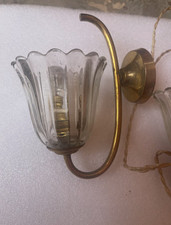 Coppia Appliques Vintage Ottone Vetro Italia Anni 50-60 Originali