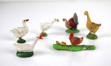 Set 6 Oche Miniature per Presepe Pollo Animali Fattoria Scena Natività Plastico