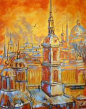 Dipinto olio originale città