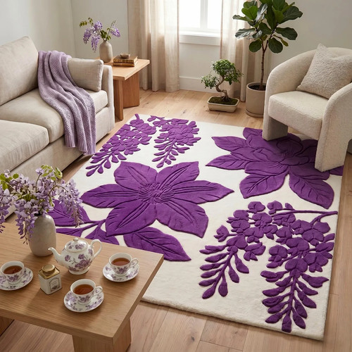 Tappeto con fiori viola - , |