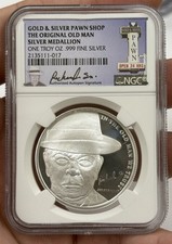 Medaglione d'argento oro argento negozio di pegni originale vecchio 1 oncia .999 - NGC - #2302