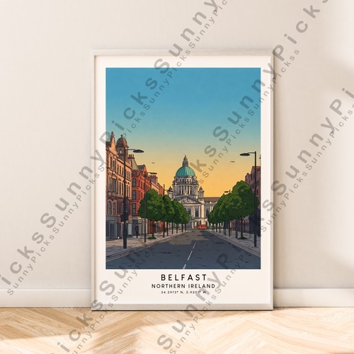 Belfast travel poster northern - belfast,