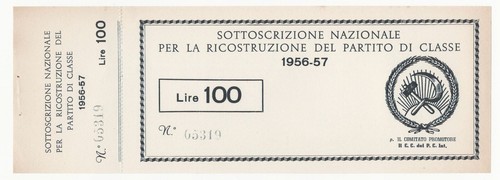 100 lire sottoscrizione - 100,
