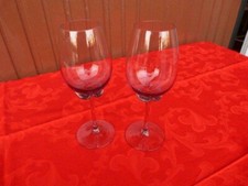 2 BICCHIERI INGLESI DA VINO VETRO SOFFIATO LILLA PRIMO 900