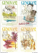 Genova 1992. Cristoforo Colombo, Luoghi scoperta America, disegni di Oikonomoy.