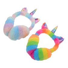  2 pezzi di paraorecchie: paraorecchie da donna con unicorno peloso, morbidi e