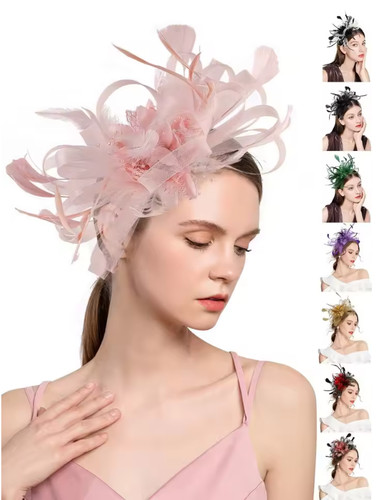 Cappello capelli piuma - , fiore
