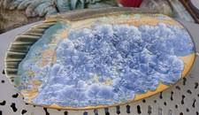 Très belle coupelle en grés cristallisations bleues, Art déco.