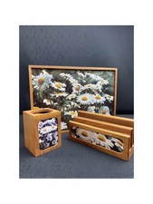 Set scrivania vintage April House noce nero porta lettere portapenne USA margherita