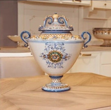 Potiche vaso blu con manici in