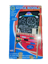 Lavagna in legno, pallottoliere, gessetti, numeri gioca scuola