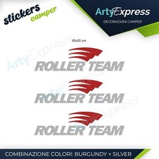 Kit completo 3 adesivi camper ROLLER TEAM, loghi stickers carvan