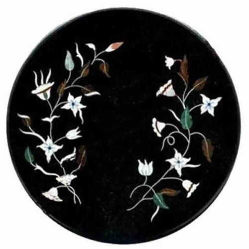 Tavolino rotondo marmo nero - tavolino,