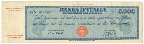 5000 lire titolo - titolo, provvisorio