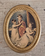 Stampa Ovale con Cornice Bambini Vintage