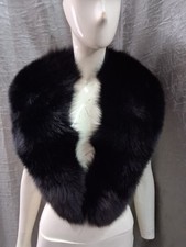 Collo Stola Scialle Vera Pelliccia Di Volpe cm 128 x cm 14 colore nero