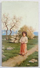 ⚜️ QUADRO PAESAGGIO MARE DONNA RAGAZZA PASQUALE ROSSI 800 DIPINTO OLIO TAVOLA