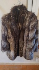 PELLICCIA VOLPE ARGENTATA TAGLIA 48/50 VERA PELLE GIACCA VINTAGE MADE IN ITALY 