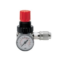 RIDUTTORE DI PRESSIONE CON INNESTO RAPIDO 1/4 F + MANOMETRO PER COMPRESSORE