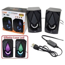 MINI ALTOPARLANTE CASSE USB 2.0 SPEAKER CON LUCE LED RGB PC MULTIMEDIALE A4000