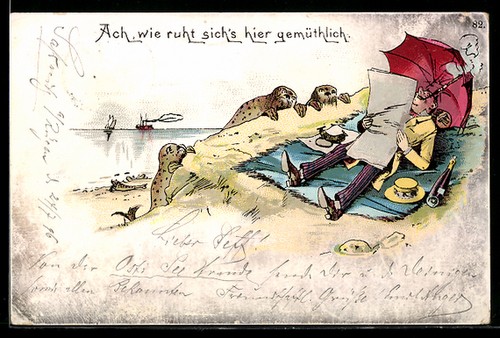 Litografia foche che - foche,