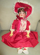 Antica bambola tedesca Simon Halfig 530 su composizione corpo 20", parrucca mohair