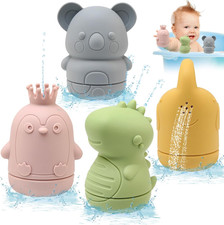 Giocattoli Da Bagno, 4 Pezzi Giochi Bagnetto Animali in Silicone per Bambini 1 2
