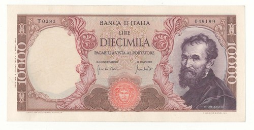 10000 lire michelangelo decr - 10000,