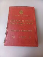 TESSERA REGNO D'TALIA LICENZA DI PESCA COMPLETA MARCHE SU CARTA PERGAMENA WW2