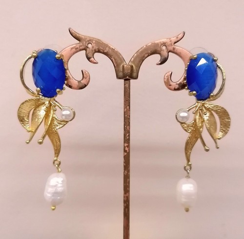 Orecchini fiore ottone - orecchini,