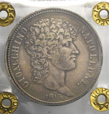REGNO DI NAPOLI DELLE DUE SICILIE GIOACCHINO NAPOLEONE MURAT 5 LIRE 1813 PERIZIA