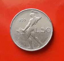 50 LIRE 1955 ERRORE -SENZA 1 DELLA DATA E SEGNO DELLA ZECCA R AL ROVESCIO [A577]