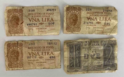Vecchie cartamonete una lira - vecchie,