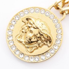 Collana con ciondolo VERSACE Medusa Greca strass placcati oro usata donna 43~48 cm