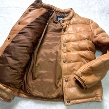 SCHOTT Piumino in pelle di pecora imbottito made in USA marrone chiaro S