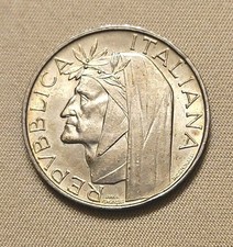 MONETA  500 LIRE  DANTE ALIGHIERI ARGENTO 1965