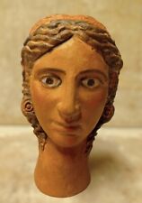 MASCHERA TESTA ETRUSCA TUTTO TONDO TERRACOTTA NO ANTICA PATINATA 19x10 cm circa