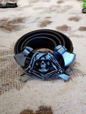 Cintura In Pelle Con Fibbia teschio Morte Con Cappuccio E Due Asce - 130 + 10 Cm