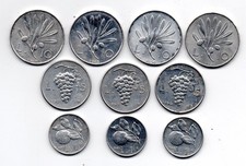 ITALIA LOTTO DI 10 MONETE DA 1 - 5 E 10 LIRE DEL 1949 E 1950