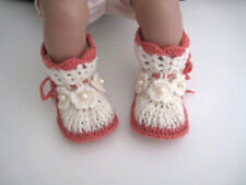 Scarpine neonata fatte a mano all'uncinetto corredino nascita lana merinos baby