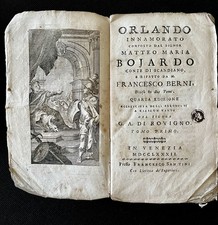 Libri antichi epoca XVIII  dell’Orlando innamorato di Matteo Maria Boiardo