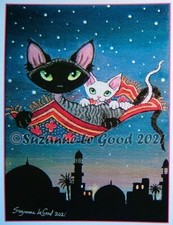 Devon Rex cat art unmounted