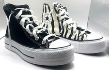 Converse Chuck Taylor All Star Lift Platform personalizzate zebra glitter tacco donna 7,5