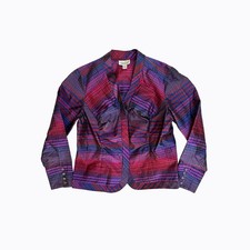 Blazer seta fucsia plaid zip