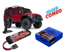 Traxxas TRX-4 Land Rover Defender rosso clipless argento combo TRX82256-4-RED-SI...