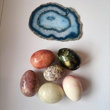 6 Uova Di Marmo Alabastro + 1 agata