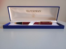 Penna a sfera Waterman vintage 80's lacca marmorizzata bordeaux profili dorati