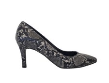 SCARPE DECOLLETE' DONNA PELLE PITONATO GRIGIO TACCO SOTTILE ALTO MADE IN ITALY