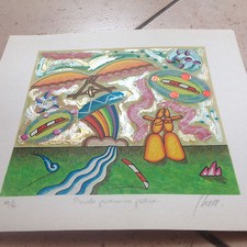 Allegra importante Serigrafia Opera Giuliano Ghelli particolare da collezione